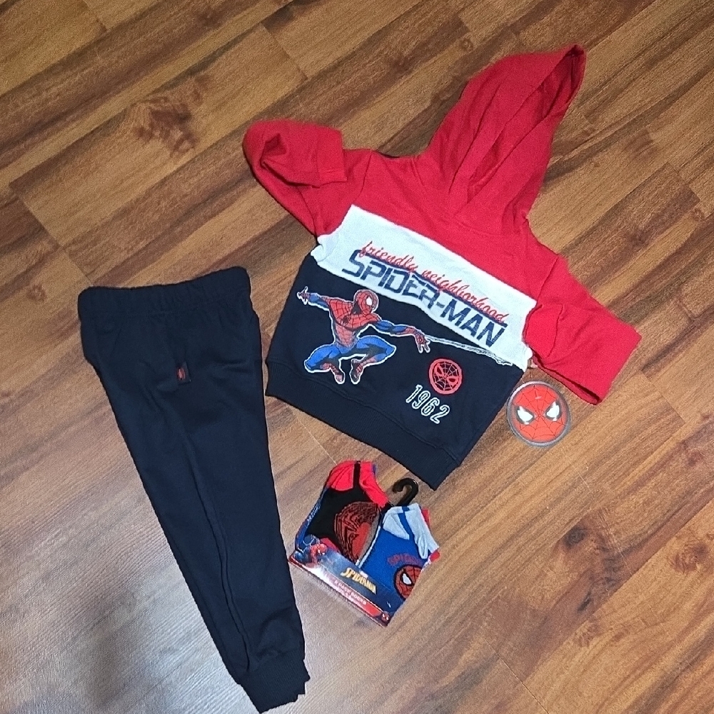 Spider-Man Kids Matching Set - Red and Black + 6 Socks Boys